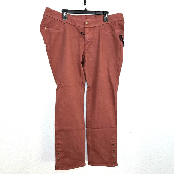 Denim & Co. Adaptive Comfy Knit Slim Ankle Wheelchair Pant Size XL NWT Rich Rust - Picture 2 of 5